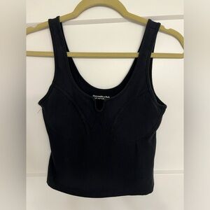 Abercrombie & Fitch black cropped tank with corset stitching